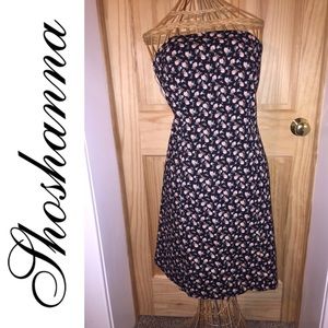 Shoshanna Black Floral Strapless Dress Sz S